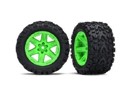 Traxxas Tires & wheels, assembled, glued (2.8") (Rustler 4X4 green wheels, Talon Extreme tires, foam