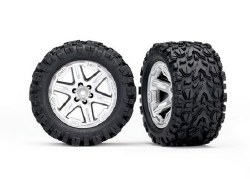 Traxxas Tires & wheels, assembled, glued (2.8") (RXT satin chrome wheels, Talon Extreme tires, foam