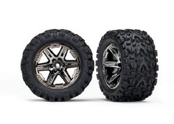 Traxxas Tires & wheels, assembled, glued (2.8") (RXT black chrome wheels, Talon Extreme tires, foam