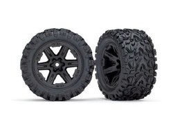 Tires & wheels, assembled, glued (2.8') (RXT black wheels, Talon Extreme tires, foam inserts) (2WD e