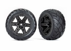 Traxxas Tires & wheels, assembled, glued (2.8") (RXT black wheels, Anaconda tires, foam inserts) (4W