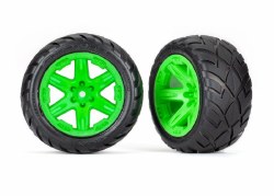 Tires & wheels, assembled, glued (2.8") (RXT green wheels, Anaconda tires, foam inserts) (4WD electr