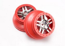 Wheels, Sct Split-Spoke, Chrome, Red Beadlock Style, Dual Profile (2.2" Outer, 3.0" Inner) (4wd Fron