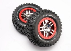 Tires & wheels, assembled, glued (SCT Split-Spoke chrome, red beadlock style wheels, BFGoodrich Mud-