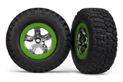 Tires & wheels, assembled, glued (SCT, chrome, green beadlock wheel, BFGoodrich Mud-Terrain T/A KM2