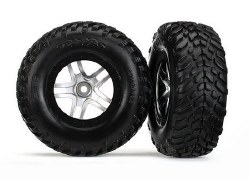 Traxxas Tires & Wheels, Assembled, Glued (S1 Compound) (Sct Split-Spoke Satin Chrome, Black Beadlock