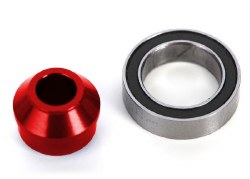 Traxxas Bearing adapter, 6061-T6 aluminum (red-anodized) (1)/ 10x15x4mm ball bearing (black rubber s