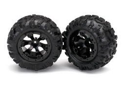 Tires and wheels, assembled, glued (Geode black, beadlock style wheels, Canyon AT tires, foam insert