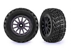 Tires & wheels, assembled, glued (gray wheels, gravel pattern tires, foam inserts) (2) (TSM rated)