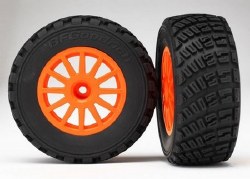 Traxxas Tires & wheels, assembled, glued (Orange wheels, BFGoodrich Rally, gravel pattern, tires, fo