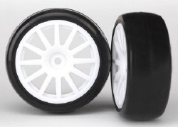 LaTrax Pre Mounted Slick Tires & 12 Spoke Wheels (2) (White)