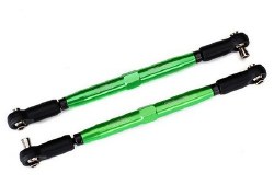 Toe links, X-Maxx (TUBES green-anodized, 7075-T6 aluminum, stronger than titanium) (157mm) (2)/ rod