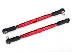 Toe links, X-Maxx (TUBES red-anodized, 7075-T6 aluminum, stronger than titanium) (157mm) (2)/ rod en