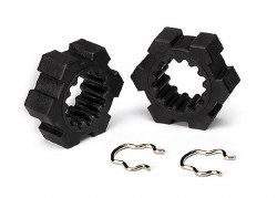Traxxas Wheel hubs, hex (2)/ hex clips (2)