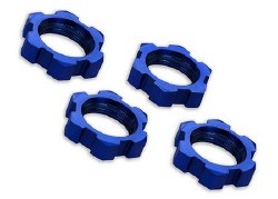 Wheel nuts, splined, 17mm, serrated (blue-anodized) (4)