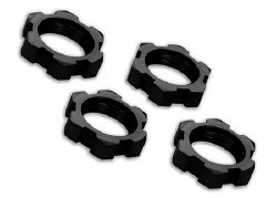 Wheel nuts, splined, 17mm, serrated (black-anodized) (4)