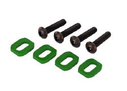 Washers, motor mount, aluminum (green-anodized) (4)/ 4x18mm BCS (4)