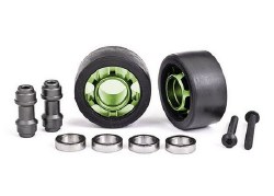 Wheels, Wheelie Bar, 6061-T6 Aluminum (Green-Anodized) (2)/ Axle, Wheelie Bar, 6061-T6 Aluminum (2)/