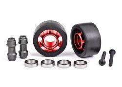 Wheels, Wheelie Bar, 6061-T6 Aluminum (Red-Anodized) (2)/ Axle, Wheelie Bar, 6061-T6 Aluminum (2)/ 1