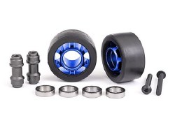 Wheels, Wheelie Bar, 6061-T6 Aluminum (Blue-Anodized) (2)/ Axle, Wheelie Bar, 6061-T6 Aluminum (2)/