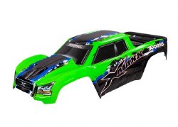 Body, X-Maxx, green (painted, decals applied) (assembled with front & rear body mounts, rear body su