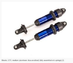 Shocks, GTX, Medium (Aluminum, Blue-Anodized) (Fully Assembled W/O Springs) (2)