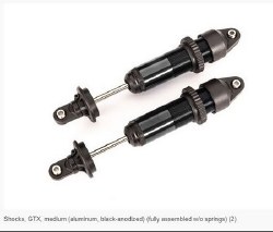 Shocks, GTX, Medium (Aluminum, Black-Anodized) (Fully Assembled W/O Springs) (2)