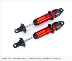 Shocks, GTX, Medium (Aluminum, Red-Anodized) (Fully Assembled W/O Springs) (2)