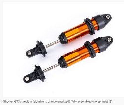 Shocks, GTX, Medium (Aluminum, Orange-Anodized) (Fully Assembled W/O Springs) (2)