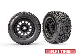 Tires & wheels, assembled, glued (XRT® Race black wheels, Gravix™ belted tires, dual profile (4.3" o