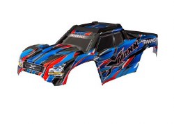 Body, X-Maxx, blue (painted, decals applied) (assembled with front & rear body mounts, rear body sup