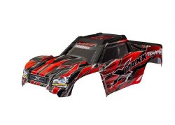 Body, X-Maxx, red (painted, decals applied) (assembled with front & rear body mounts, rear body supp