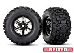 Tires & wheels, assembled, glued (X-Maxx® black chrome wheels, Sledgehammer® belted tires, dual prof