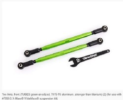 Toe links, front (TUBES Green-anodized, 6061-T6 aluminum) (2) (for use with TRA7895 X-Maxx WideMaxx