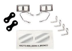 Mirrors, side, chrome (left & right)/ retainers (2)/ body clips (4)