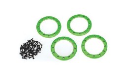 Beadlock rings, green (2.2") (aluminum) (4)/ 2x10 CS (48)