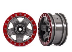 Wheels, TRX-4 Sport 2.2 (Gray, Red Beadlock Style) (2)