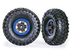 Tires & Wheels, Assembled, Glued (TRX-4 Sport 2.2" Gray, Blue Beadlock Style Wheels, Canyon Trail 5.