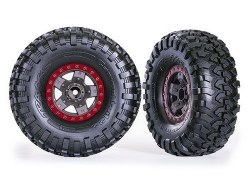 Tires & Wheels, Assembled, Glued (TRX-4 Sport 2.2" Gray, Red Beadlock Style Wheels, Canyon Trail 5.3