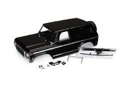 Traxxas Body, Ford Bronco, complete (black) (includes front and rear bumpers, push bar, rear body mo