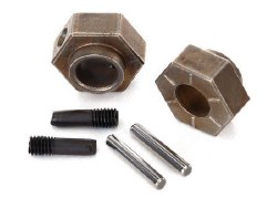 Wheel hubs, 12mm hex (2)/ stub axle pins (2) (steel) (fits TRX-4)