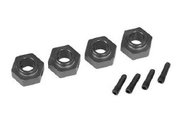 Wheel hubs, 12mm hex, 6061-T6 aluminum (charcoal gray-anodized) (4)/ screw pin (4)