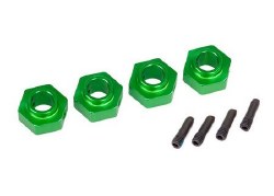 Wheel hubs, 12mm hex, 6061-T6 aluminum (green-anodized) (4)/ screw pin (4)