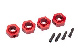 Wheel hubs, 12mm hex, 6061-T6 aluminum (red-anodized) (4)/ screw pin (4)