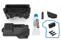 Box, receiver (sealed) (steering servo mount)/ receiver cover/ access plug/ foam pads/ silicone grea