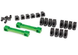 Mounts, suspension arms, aluminum (green-anodized) (front & rear)/ hinge pin retainers (12)/ inserts