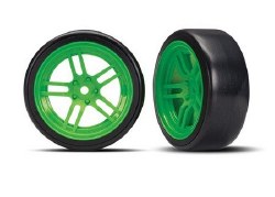 Tires and wheels, assembled, glued (split-spoke green wheels, 1.9" Drift tires) (front)