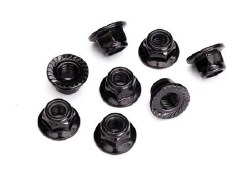 raxxas Nuts, 5mm flanged nylon locking (steel, black serrated) (8)