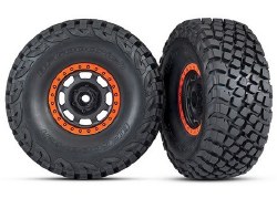 Tires and wheels, assembled, glued (Desert Racer wheels, black with orange beadlock, BFGoodrich Baja