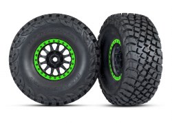 Traxxas Tires & wheels, Method 101 black w/green Baja KR3 (2)